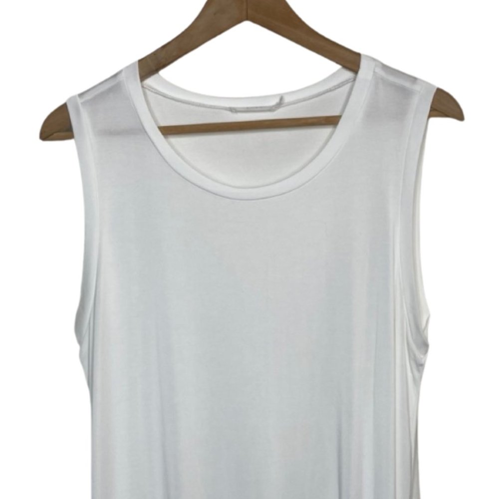 LUSH | Sleeveless Midi/Maxi Length White Jersey Dress | Size L - Picture 2 of 8